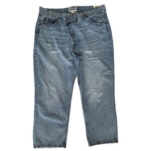 NWT KBB By Kahlana Straight Hi Cross Waist Distressed Ankle Jeans Size 16